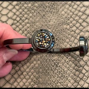 Black Druzy gun metal adjustable bracelet